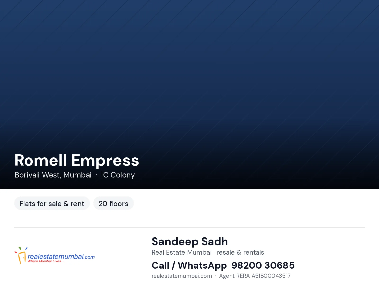 1 BHK apartment in Romell Empress, Borivali West, Mumbai