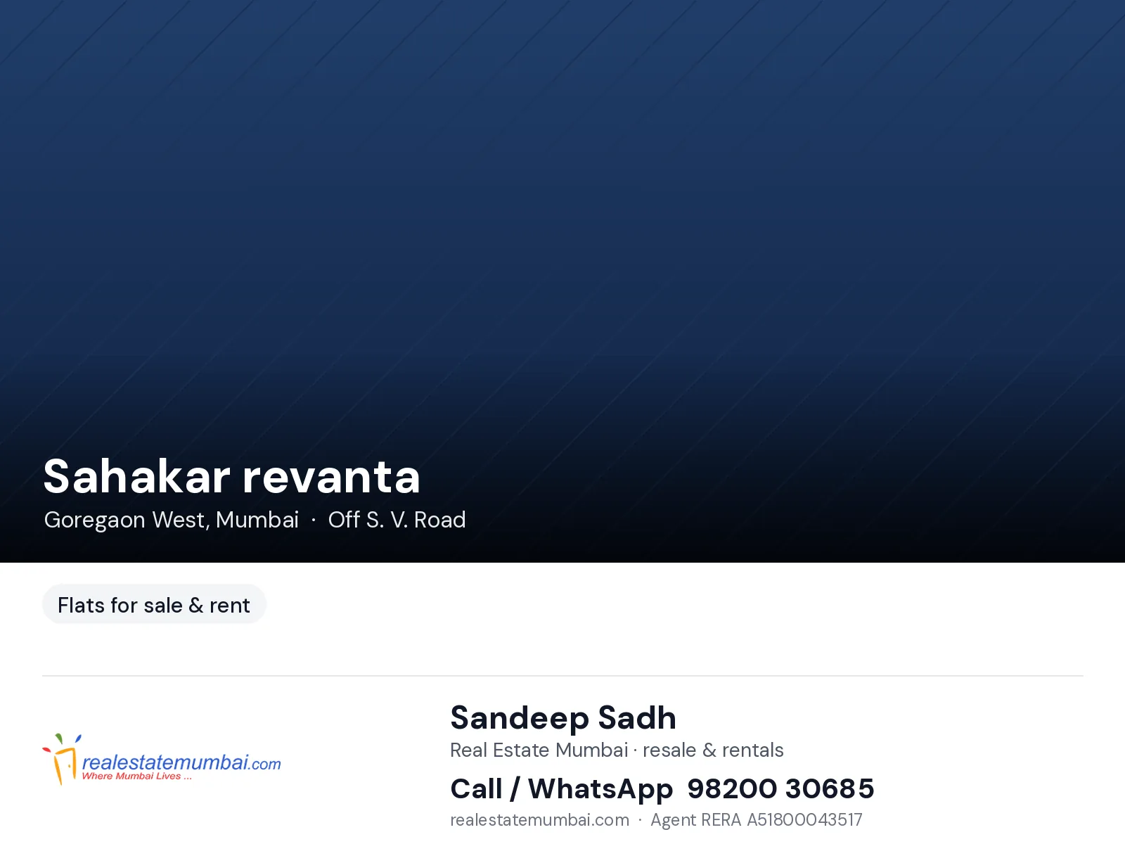 3 BHK apartment in Sahakar revanta, Goregaon West, Mumbai
