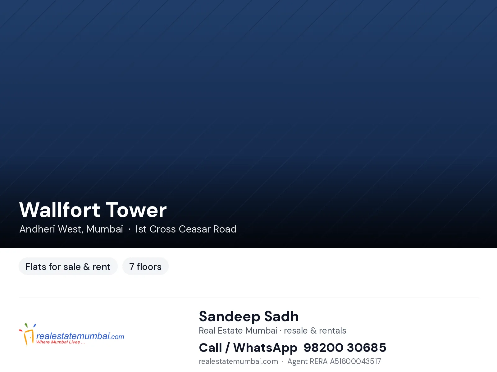 2 BHK apartment in Wallfort Tower, Andheri West, Mumbai